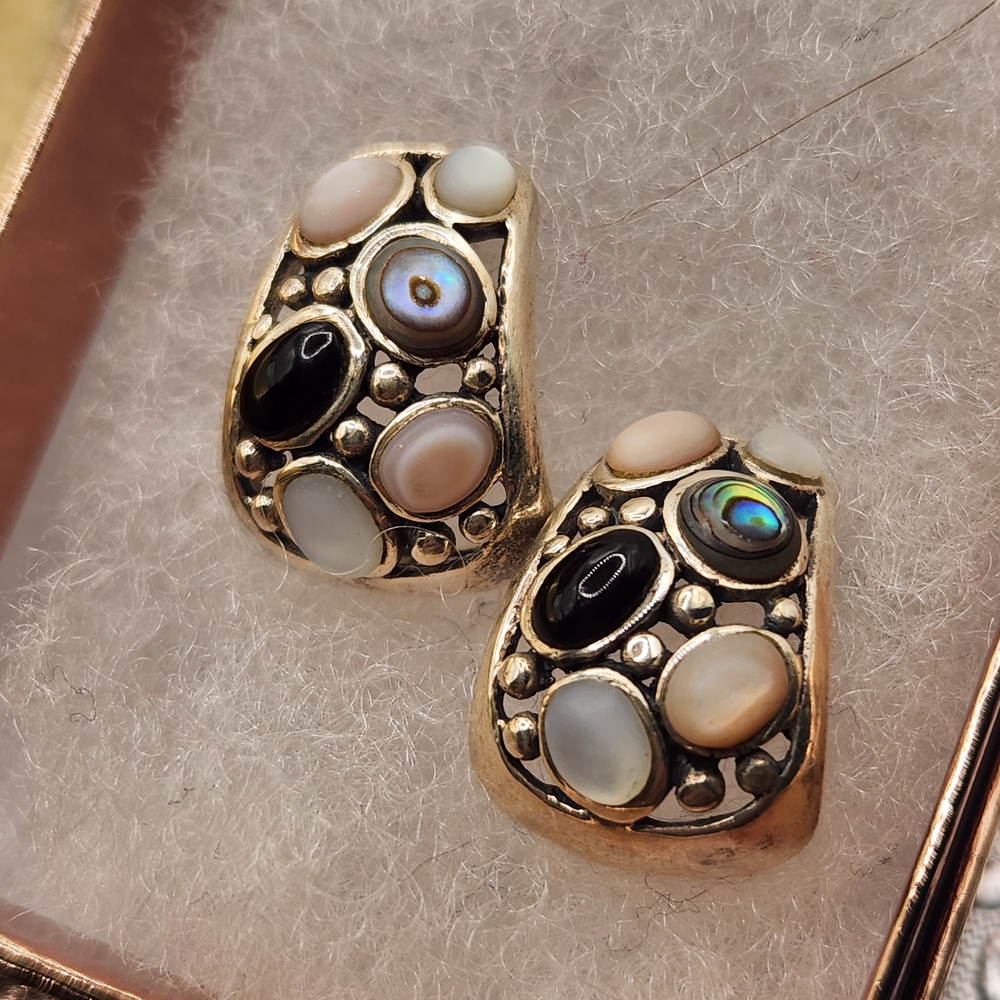 925 STERLING SILVER  Multicolor NATURAL Stone Earrings Black Onys Moonstone More